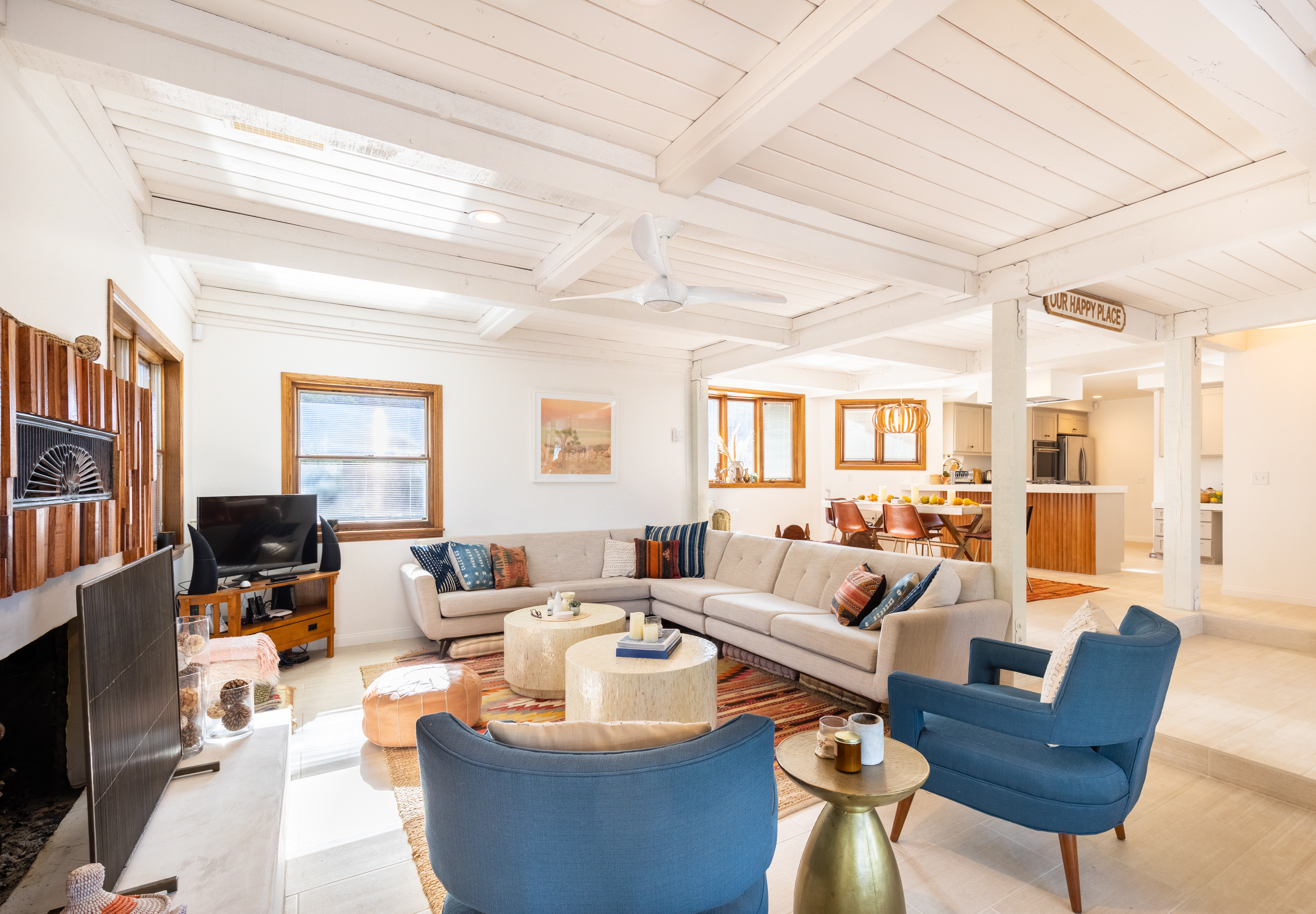Open plan living/dining/kitchen area in main house